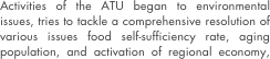 Activities of the ATU began to environmental issues, tries to tackle a comprehensive resolution of various issues food self-sufficiency rate, aging population, and activation of regional economy, society facing a variety must be resolved facing is a project of social art. That great art, great artists guy. ATU is the artist in making the activities of activities aimed at the realization of its mission, as we operate with a spirit of entrepreneurship will play a central role. With artists in this section of social change efforts in social issues rather than the artists mere resolution, now "has been asked to perform the purpose of in collaboration with local government and become a central role in their proposed new business models is defined as "bearers. To propose a new mechanism as an activity of the artist is also available in person belonging to the existing corporate and government research institutions. It is important to entrepreneurial spirit of creative and artistic ideas, aloof, stubborn opposition. In addition, the innovation brings artists, rather, a new style and service offerings universal surrounding them, or universal values of things they should be from the relationship between people of excessive emphasis on market-oriented further rather than the expression itself visually you need to focus on the point of that change to the relationship. Will continue to work towards the creation of a sustainable society is another of the environment and society as a player or from which goods and services on the basis of their own art sensibility.



